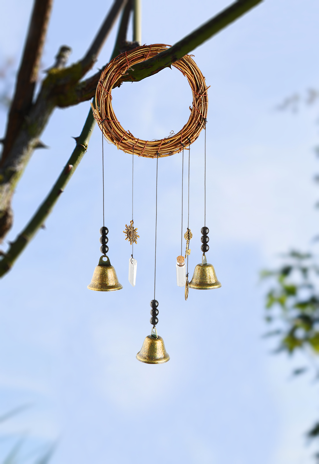 Star Witches Bells Wind chimes, protection Bells, Brass Bells